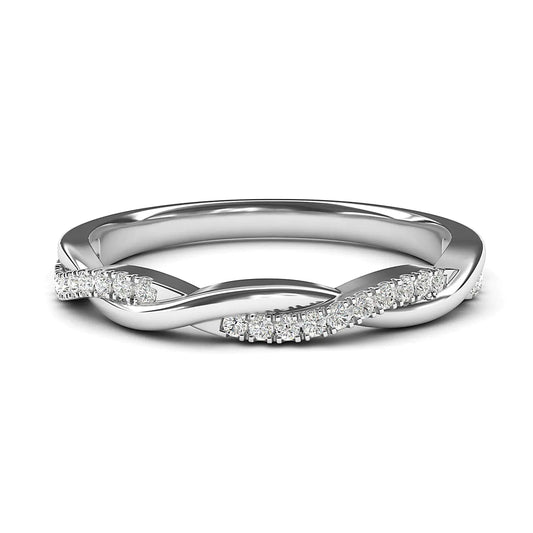 14k White Gold 2.5mm Petite Twisted Vine Genuine Moissanite Ring Wedding Band Matching Ring (10)